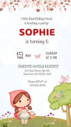 Cute Little Red Riding Hood Invitation | Editable Digital Template