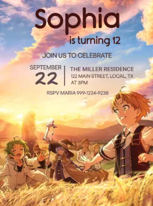 Mushoku Tensei Birthday Invitation | Editable Fantasy Template