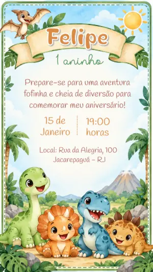 Invitación de cumpleaños Dinosaurio – Estático – Felicity Artes