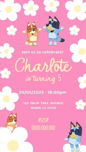 Bluey Animated Birthday Invitation | Editable Video Template