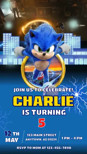 Animated Sonic Birthday Invitation | Editable Video Template