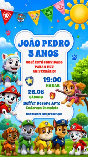 Invito di compleanno Paw Patrol – Statico – Decore Arte