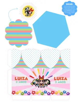 Centro de Mesa Meninas Superpoderosas Editável para Festa Infantil