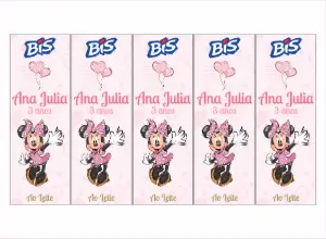 Rótulo Bis Minnie Rosa Editável Online para Imprimir