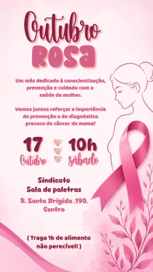 Convite Digital Editável para Evento Outubro Rosa