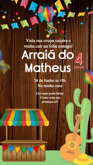 Convite Aniversário Festa Junina para Editar Online