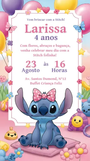 Invitación de cumpleaños Stitch – Estático – CollorGraph Convites