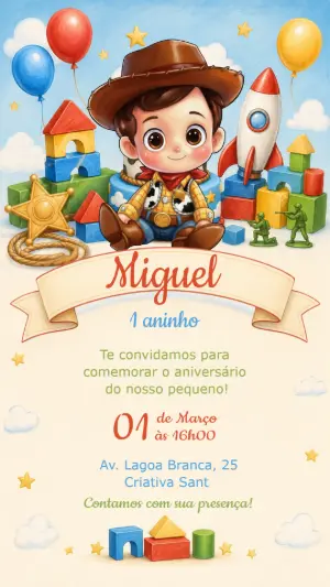 Invitation d'anniversaire Toy Story – Statique – Criativa Sant