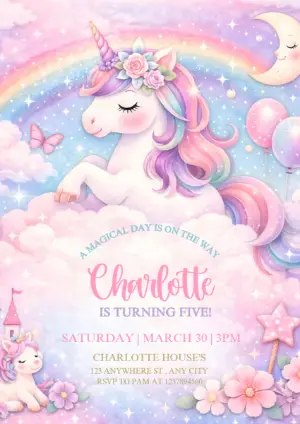 Magical Unicorn Birthday Invitation | Editable Pastel Template