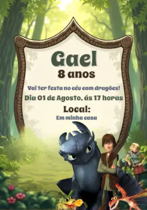 Convite Aniversário Como Treinar Seu Dragão para Editar Online