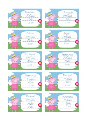 Etiqueta Escolar Peppa Pig Fada Editável para Material