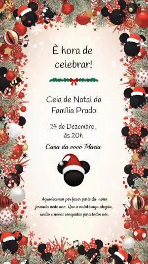 Convite Animado de Natal Disney Mickey para Editar Online