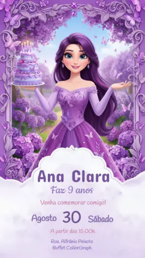Invitación de cumpleaños Princesas – Estático – CollorGraph Convites