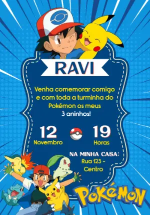 Convite Aniversário Pokémon