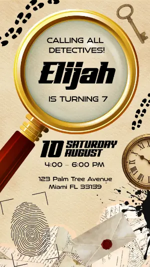 Detective Spy Birthday Invitation Editable Template