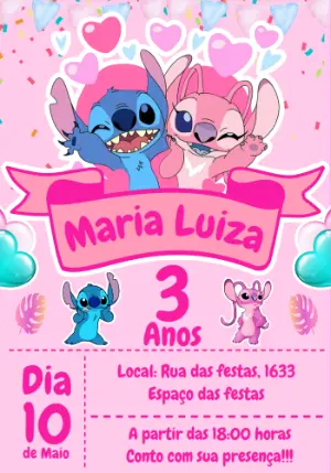 Invitación de cumpleaños Stitch – Estático – Crazyume Designer