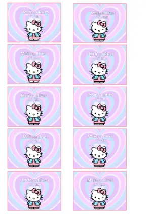 Etiqueta Escolar Hello Kitty em Tons Pastéis para Editar