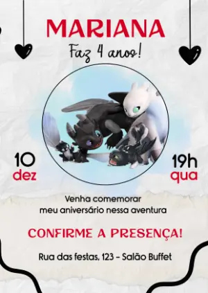 Convite de Aniversário Como Treinar Seu Dragão para Editar Online