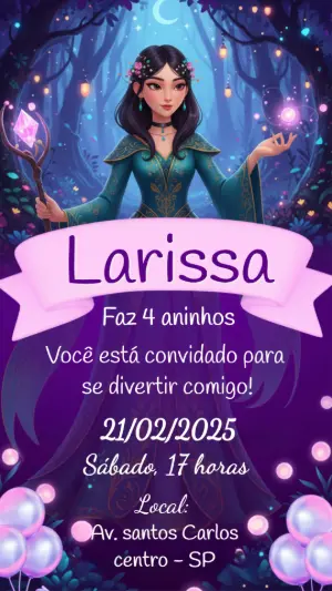 Convite de Aniversário Floresta Mágica Editável