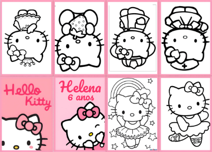 Mini Livro de Atividades Hello Kitty Editável: Livrinho de Colorir para Aniversário