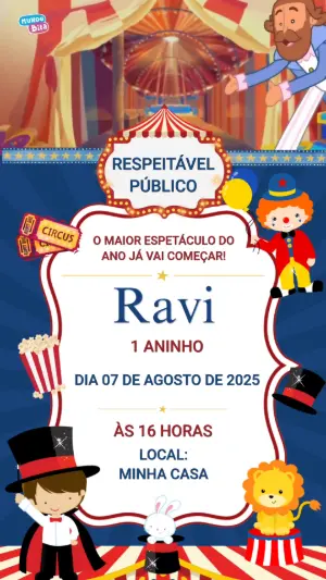 Convite Animado Aniversário Circo Mundo Bita para Editar
