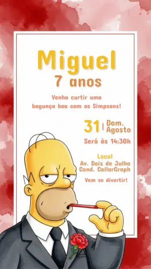 Convite Aniversário Os Simpsons com Homer para Editar Online