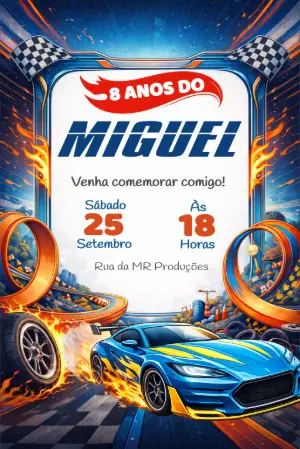 Convite de Aniversário HotWheels Editável