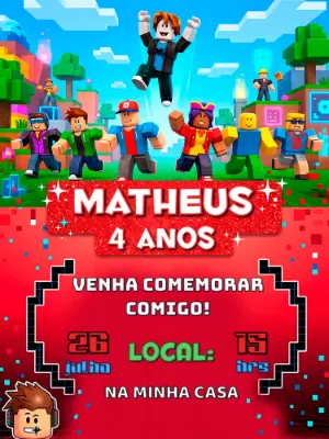 Invito di compleanno Roblox – Statico – Alegria no ar