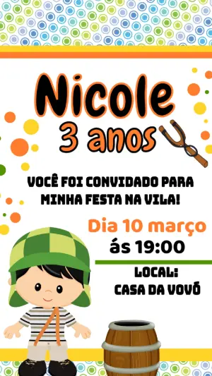 Convite de Aniversário Chaves Infantil para Editar Online
