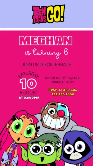 Editable Teen Titans Go! Birthday Party Invitation Template