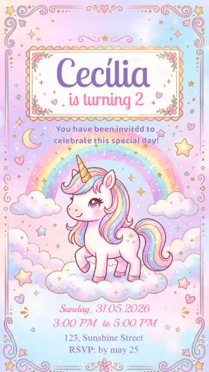Magical Unicorn Birthday Invitation | Editable Template