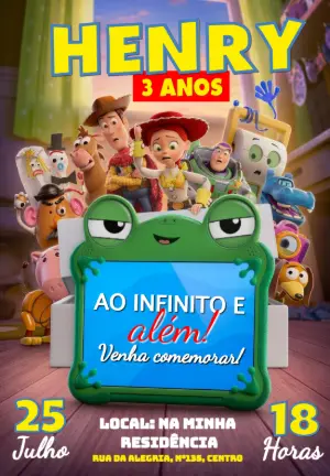 Convite Toy Story para Aniversário Infantil Editável