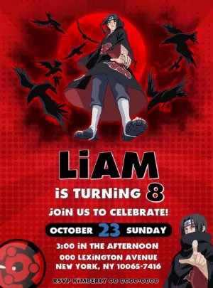 Itachi Uchiha Birthday Invitation to Edit Online