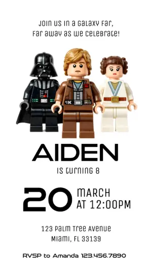LEGO Star Wars Birthday Invitation Editable Template