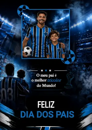 Arte Dia dos Pais Futebol Tricolor para Editar com Foto