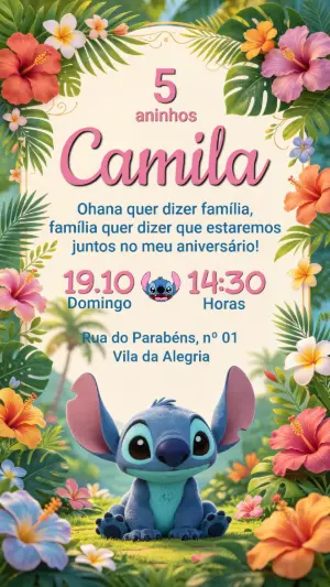 Stitch Birthday Invitation – Static – Festôu Convites