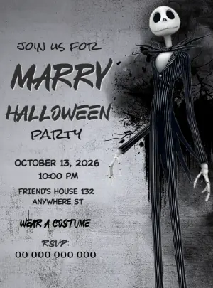Spooky Jack Skellington Halloween Party Invitation to Edit