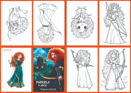 Livrinho de Colorir Valente: Arte Editável para Aniversário