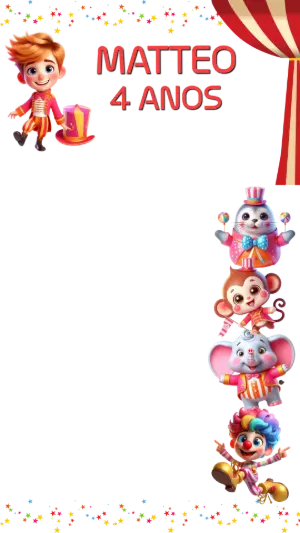 Moldura para Stories Circo Infantil Colorido para Editar