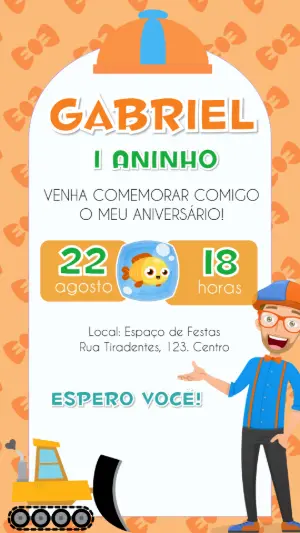 Convite de Aniversário Blippi para Editar Online