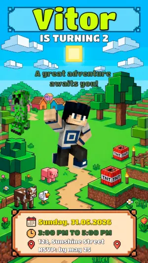Minecraft Birthday Invitation | Editable Digital Template