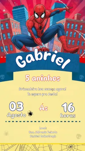 Convite de Aniversário Homem-Aranha Estilo HQ para Editar