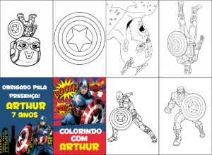 Lembrancinha Capitão América: Livro de Colorir para Editar