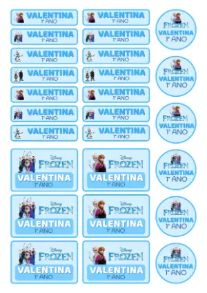 Etiqueta Escolar Frozen: Modelo Editável para Imprimir