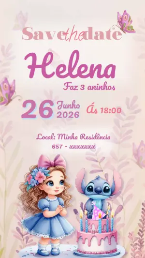 Stitch Birthday Invitation – Static – Color Art Studio