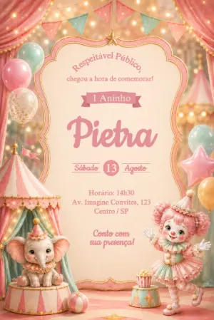 Invitation d'anniversaire Cirque – Statique – Érika Souza Studio