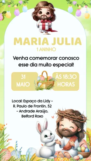 Convite Aniversário Infantil Páscoa com Jesus