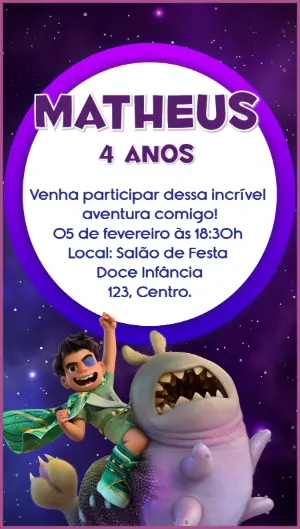 Convite Aniversário Elio da Disney Pixar para Editar Online