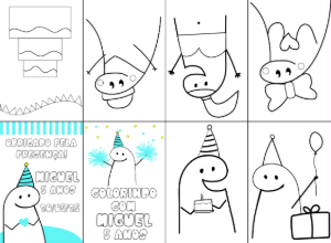Mini Livro de Colorir Flork Aniversário para Editar Online
