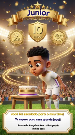Soccer Birthday Invitation – Static – Convites Digitais Exclusivos
